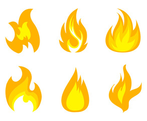 abstract torch Collection Fire design logos illustration on White Background