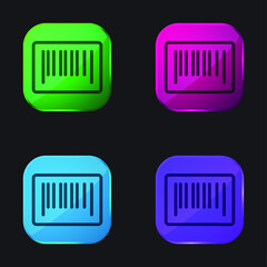 Barcode four color glass button icon