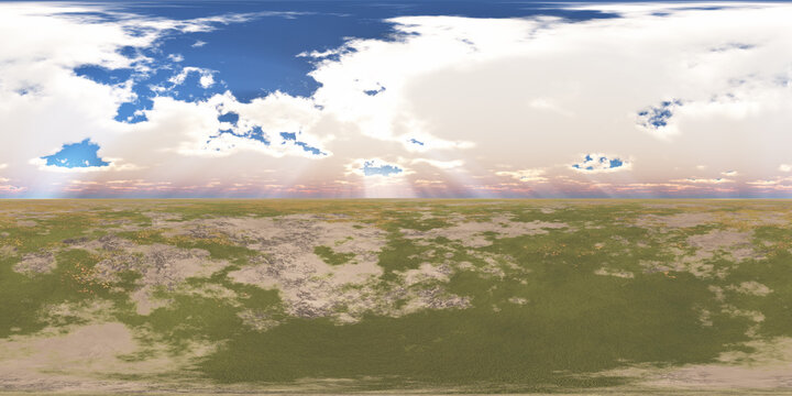 360 Grad Panorama mit einer flachen Landschaft