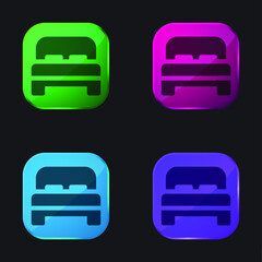 Bed four color glass button icon