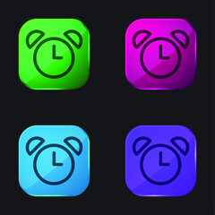 Alarm Clock Of Old Design four color glass button icon