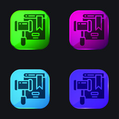 Fototapeta premium Auction four color glass button icon