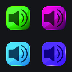 Audio four color glass button icon