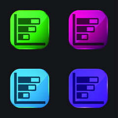 Bar Graph four color glass button icon