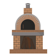 Grill and barbecue oven. Stone oven isolated on a white background. Outdoor grill for picnic, summer, grilled meat and vegetables