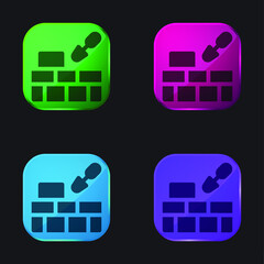 Brick Wall four color glass button icon