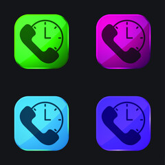 24 Hours four color glass button icon