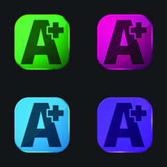 Fototapeta premium A Plus Symbol four color glass button icon