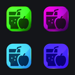 Apple Juice four color glass button icon