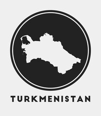 Turkmenistan icon. Round logo with country map and title. Stylish Turkmenistan badge with map. Vector illustration.
