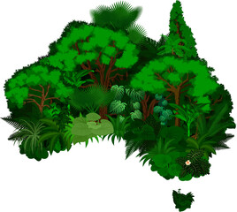 floral Australia map - vector illustration