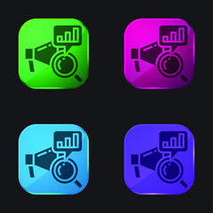 Analysis four color glass button icon