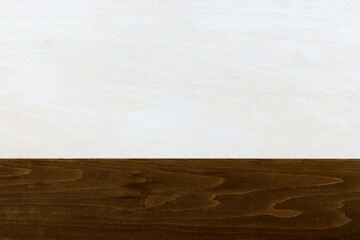 Gray and brown studio backdrop. Wooden table and textured wall. Empty background texture.