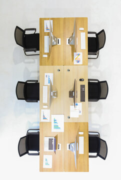 Group of modern working desks minimalism.