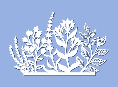 white paper cut flowers on blue background clip art preview
