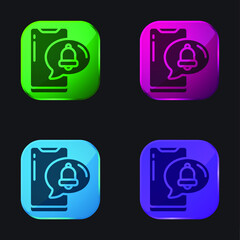 Alarm four color glass button icon