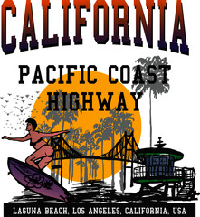 California surfer graphic design vector art