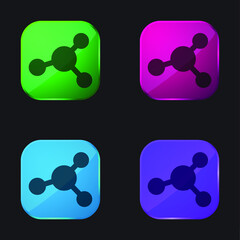 Fototapeta na wymiar Atom four color glass button icon
