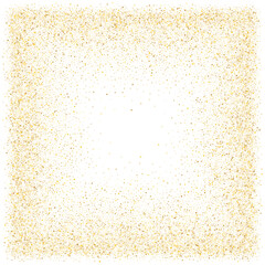 Fototapeta na wymiar Gold sparkles glitter dust metallic confetti vector frame border background.