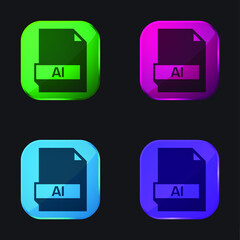 Button Outline four color glass button icon