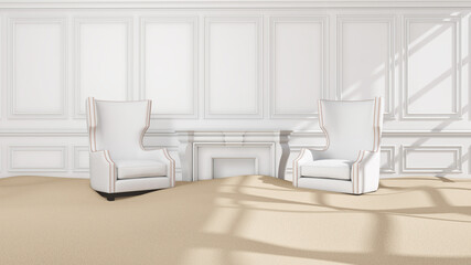 Room interior with Wall Background. 3D rendering ,3D illustration	