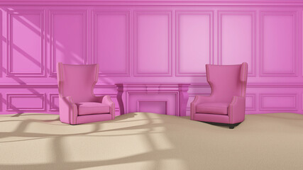 Room interior with Wall Background. 3D rendering ,3D illustration	