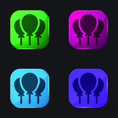 Balloon four color glass button icon