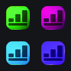 Bar Graph four color glass button icon