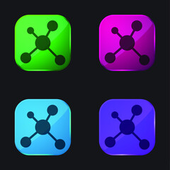 Atoms four color glass button icon