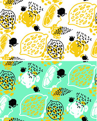 Citrus citron lemon pattern background. Lemonade art label. Cute hand drawn doodle summer pattern background. Fresh pattern art. T-shirt design label.