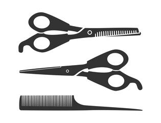 Scissors and comb icon for cutting hair