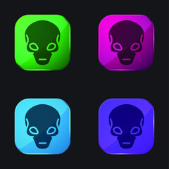 Alien four color glass button icon