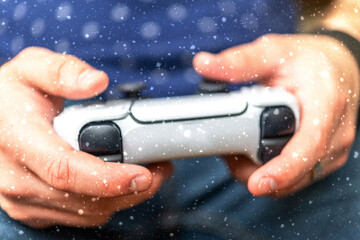 Gaming on a snowy day, concept