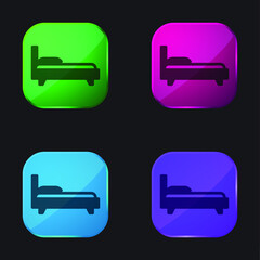 Bed four color glass button icon