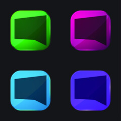 Black Speech Bubble four color glass button icon