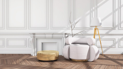 Room interior with Wall Background. 3D rendering ,3D illustration	
