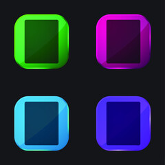 Black Rectangle four color glass button icon