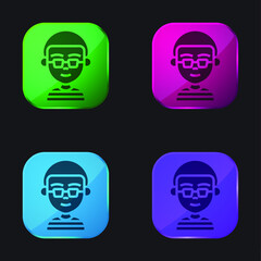 Button Outline four color glass button icon