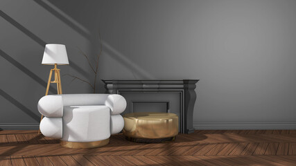 Room interior with Wall Background. 3D rendering ,3D illustration	
