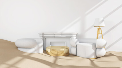 Room interior with Wall Background. 3D rendering ,3D illustration	
