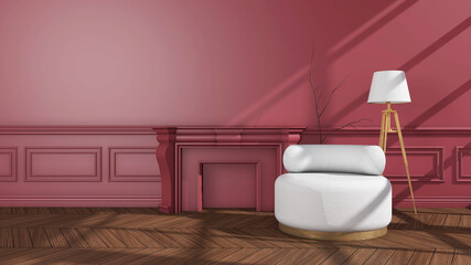 Living room with Wall Background. 3D illustration, 3D rendering