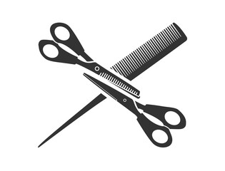Crossed comb and scissors icon for hair care salon (part 4)
