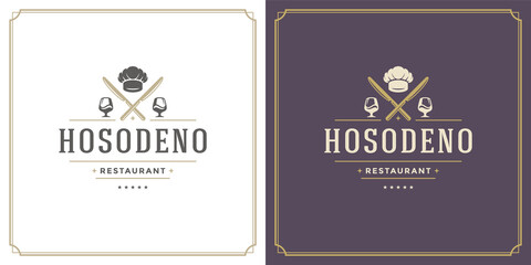 Restaurant logo design vector illustration wine glass stemware silhouette