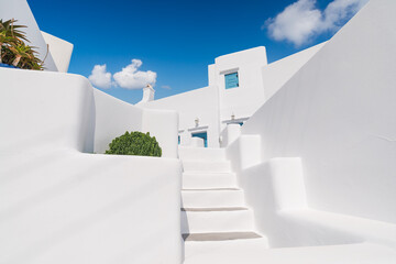 Characteristic white glimpse into the Chora of the Greek island of Sikinos in the Cyclades...
