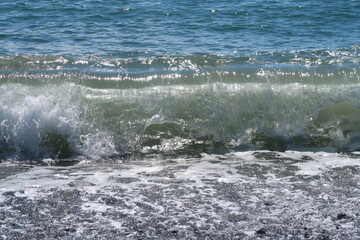 Summer sea wave, splash wave,  foam