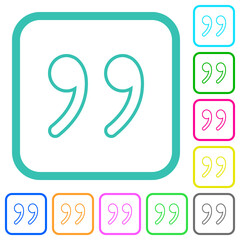 Quotation mark outline vivid colored flat icons