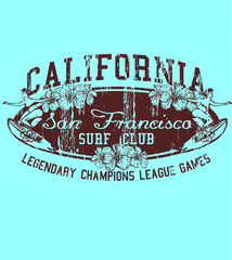 Fototapeta premium California surfer graphic design vector art