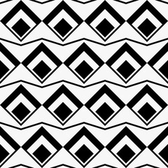 Rhombus ornament and wavy lines. Vector black shapes and white background.