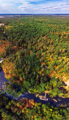 Beautiful panoramic view of Ukraine nature. Danishi near Zhytomyr. Aerial view.