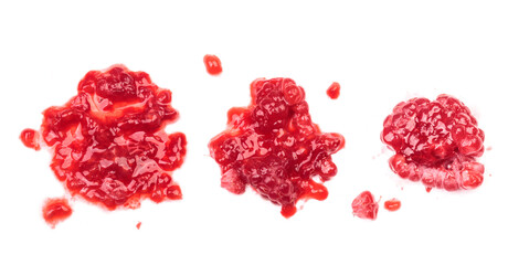 Jam of raspberries isolated on white